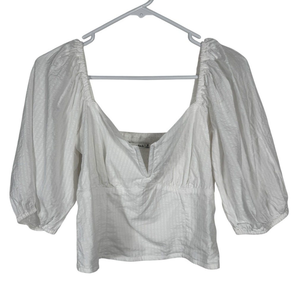 Abercrombie & Fitch White Puff Sleeve Top, Size M